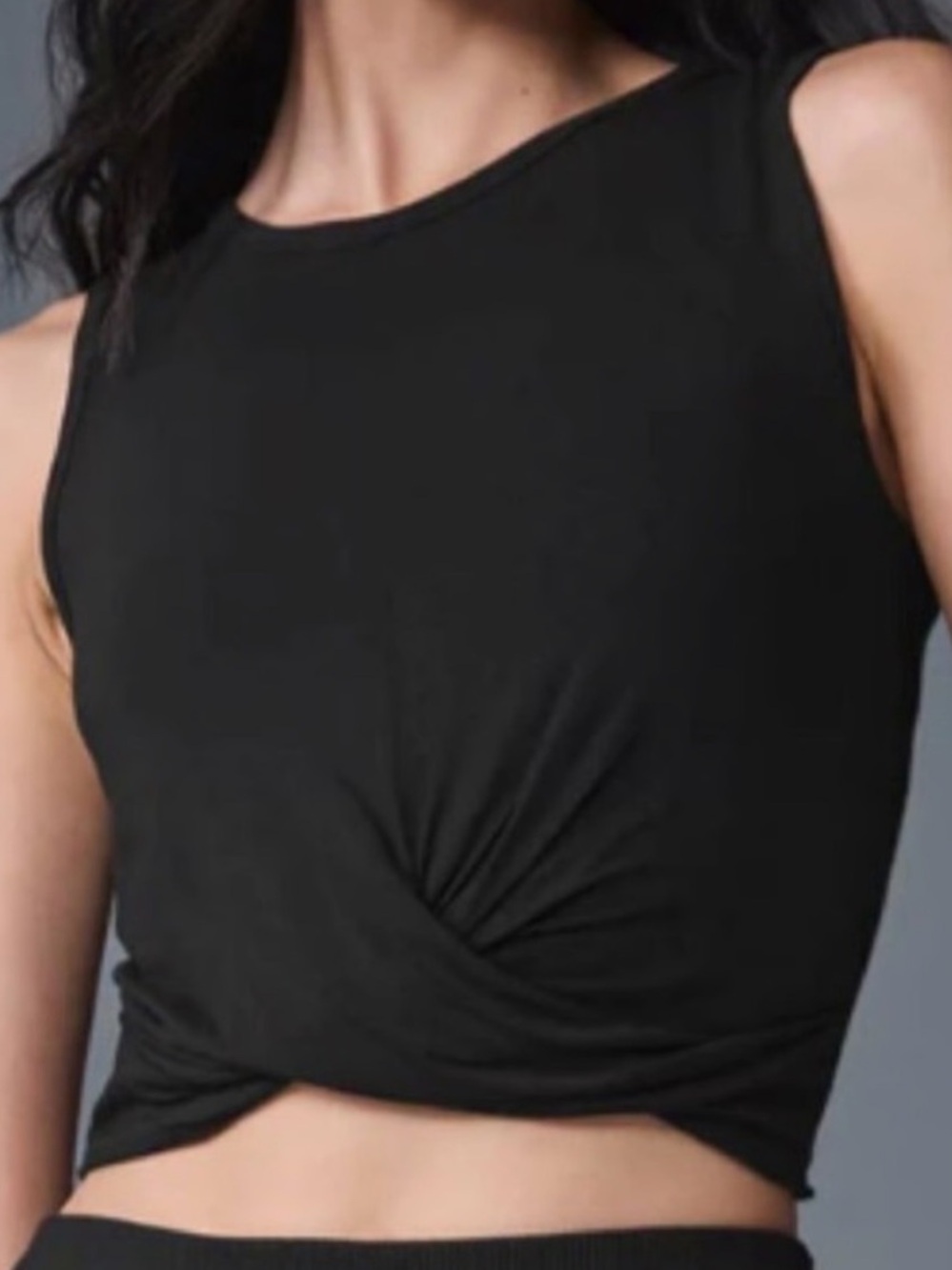 NWT ALO Yoga Black Knotted Crop Tank Size Small